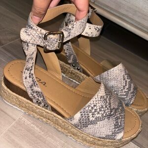SODA Snakeskin Espadrille Shoes